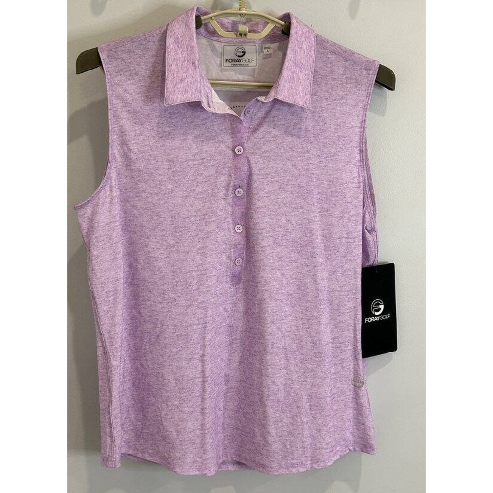 Foray Golf Womens Core 3.0 Polo Light Purple Heather Sleeveless New L